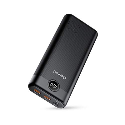 Charmast Power Bank 30000mAh Bateria Externa Carga Rápida con 3 Salida y 2 Entrda Compatible con Macbook iPhone Samsung Huawei