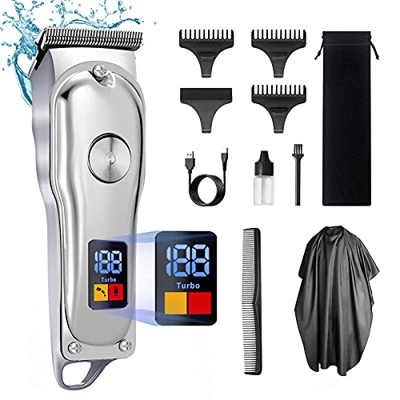 Cortapelos Hombre Maquina Cortar Pelo Profesional Pantalla Digital de Batería Cortadora de Pelo Inalámbrica USB Recargable Recortadora de Barba Precis