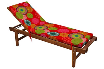 Tahití - Colchón de baño de sol, desenfundable, rojo, 60 x 190 cm, 100 % microfibra, clip de clip (tumbona no incluida)