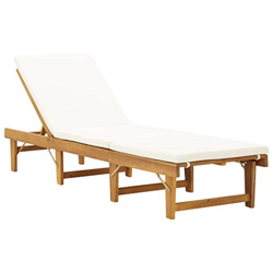 vidaXL Madera Maciza de Acacia Tumbona Estilo Plegable para Jardín con Cojín Asiento Hamaca Exterior Aire Libre de Tomar el Sol Pisicna Diván Patio precio