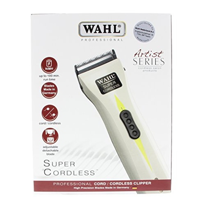 Wahl Super Cordless - Máquina cortapelos profesional con batería de litio, color blanco