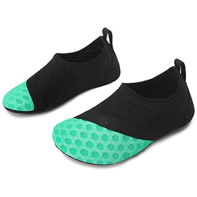 JOINFREE Niños Calcetines de Agua de Playa Verde Negro Zapatillas de Piscina para natación Canotaje Kayak Negro Verde 18-37 UE
