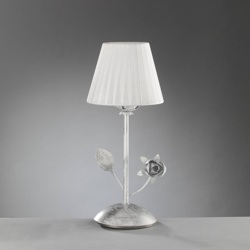 Lámpara de mesa Rose, pantalla plisada en blanco en oferta