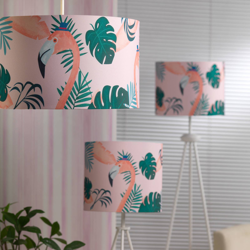 Lámpara mesa Flamingo, pantalla textil, alto 57cm características