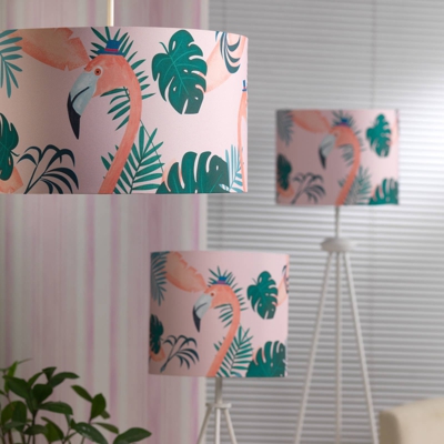 Lámpara mesa Flamingo, pantalla textil, alto 57cm