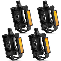 2 Pares de Pedale de Bicicleta Universales con Reflectores，Pedales de Bicicleta de Montaña Planos Antideslizantes Juego de Pedales de Bicicleta de Alu en oferta