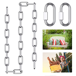 1Pcs Cadena de Acero Inoxidable 70cm Cadena con Mosquetones Resistente y Seguro Colgante de Cadena para Exterior y Interior Hamaca Silla Colgante Yoga en oferta