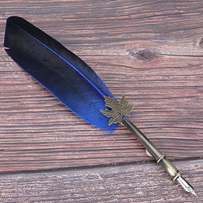 Pluma de Pluma Retro, Pluma Estilográfica de Cuero Vintage Pluma de Tinta de Caligrafía con Caja de Regalo Juego de Bolígrafo de Escritura de Pluma de