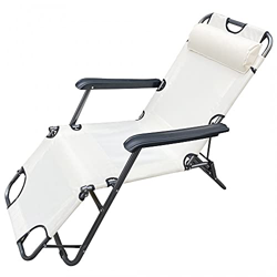 Mediawave Store - Tumbona 2 en 1 plegable totalmente reclinable de metal textileno, respaldo ajustable, suave cojín, asiento cómodo, balcón, casa, jar precio