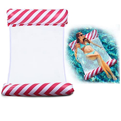 TUXUNQING Hamaca Flotante,Hamaca Piscina a Rayas,Hamaca de Agua,Hamaca de Piscina 4 en 1,Hamaca Inflable Flotante Plegable,Los Mejores Regalos de Vera