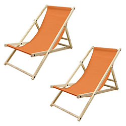 ECD Germany 2X Sillas de Playa de Madera de Pino 3 Posiciones de Reclinación Plegable Tumbona Naranja Tradicional de Sol para Jardín Impermeable hasta en oferta