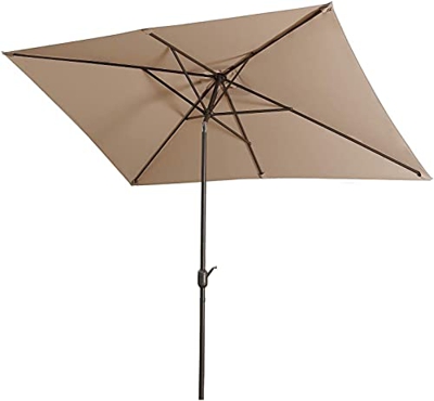 GREATOOL - Sombrilla Parasol,Sombrilla Jardin, 300 x 200 cm, con 6 Vanillos, Protección UV +50, (300 X 200 CM, Gris Claro)