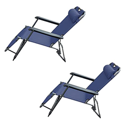 HANNOVER GARDEN Pack de 2 Tumbonas Plegables Reclinables de Playa - Sillas Gravedad Cero de Jardín Exterior - Tumbonas Relax Azul - Medidas 80x61x141  precio