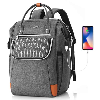 YIORMIOR Mochila Mujer para Portátil Mochilas Escolares Juveniles con Puerto USB Resistente al Agua