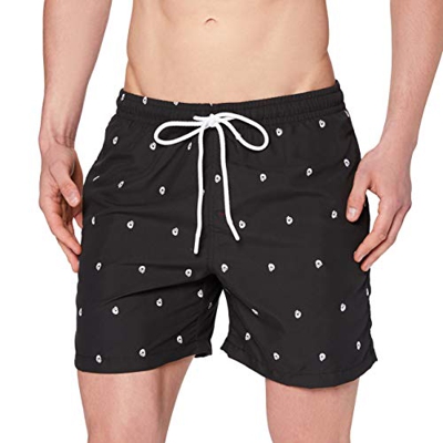 Urban Classics Embroidery Swim Shorts, Pantalones Cortos para Hombre, Negro (Skull/Black/White 01699), XXXX-Large
