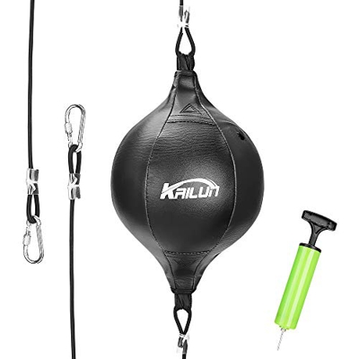 Maxjaa Saco de boxeo de doble extremo de piel sintética con doble extremo para Dodge Speed Ball suspendido Boxing Speed Ball de doble extremo con anil