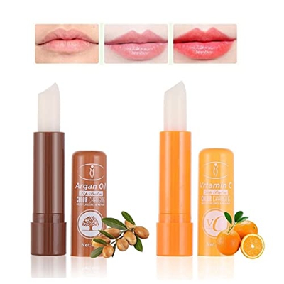 Set 2 Lipstick pintalabios mágico de aceite de argán y vitamina C. Barras de labios hidratantes duradero. Cambia de color con la temperatura 2 unidade
