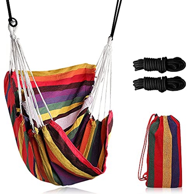 DASIAUTOEM Hamaca Jardín, Silla de Hamaca Ultraligera Portátil Hammock, Hamaca Colgante de Lona Exterior e Interio Hamaca de Algodón para Jardín Patio