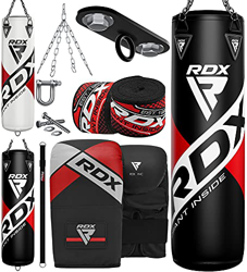 RDX Saco de Boxeo Relleno MMA Muay Thai Kick Boxing Artes Marciales con Soporte Pared Cadena Guantes 8PC 4FT 5FT Punching Bag características