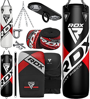 RDX Saco de Boxeo Relleno MMA Muay Thai Kick Boxing Artes Marciales con Soporte Pared Cadena Guantes 8PC 4FT 5FT Punching Bag