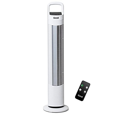 Gotoll Ventiladores de Torre 32"(81,5cm),Ventilador de Pie con Mando a Distancia y Oscilación de 70°,Ventilador de columna sin Aspas,Ventilador de Ped