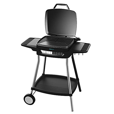 Cecotec Barbacoa Eléctrica Perfect Country 2000 EasyMove. 2000 W, Superficie Mixta y Antiadherente, Tapa Abatible, Termostato Regulable, Bandeja recog