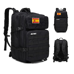 ELITEX Mochila 45L Táctica Militar Bandera España Impermeable para Crossfit Caza Aire Libre Deportes Gimnasio Portatil (Negro) características
