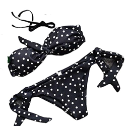 Voqeen Mujeres sin Tirantes Halter Bikini Set Recortado Corbata Bandeau Corte Alto de Dos Piezas Estuche Blando sin Anillo de Acero en oferta