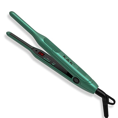 K&K Mini plancha de pelo, plancha para el pelo, plancha para rizar y alisar 2 en 1, pantalla LED, 150 – 230 °C, plancha para todo tipo de cabello, pel