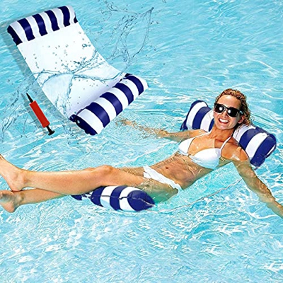 Agua Colchonetas Hinchables,Hamaca Flotante,4 en 1 Hamaca Piscina,Hamaca de Agua,Hamaca Hinchable Piscina,Cama Flotante de Agua,para Adultos y Niños P