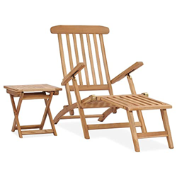 vidaXL Madera Maciza de Teca Tumbona con Reposapiés y Mesita Jardín Patio Terraza Balcón Exterior Plegable Asiento Silla Desmontable Muebles en oferta