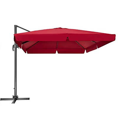 TecTake 800661 - Parasol Excéntrico, Sombrilla de Jardín, Aluminio, Protección Solar UV 50+, 3x3 m (Burdeos | No. 402996)