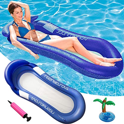 Faffooz Hamaca Hinchable Agua, Hamaca Flotante Cama de Agua, Cama Flotante con Red, Piscina Tumbona Hamaca Inflable de Agua Tumbona Hinchable Piscina 