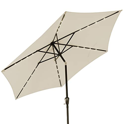 Deuba Sombrilla de Aluminio con 24 Luces LED solares Crema con manivela Parasol inclinable jardín terraza Playa balcón precio