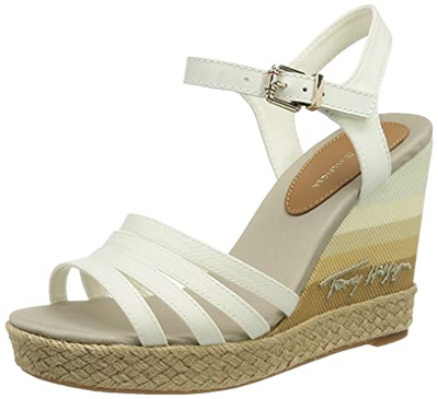 Tommy Hilfiger Elena 100D, Sandalias con cua Tipo Alpargatas Mujer, Crudo, 39 EU