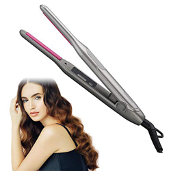 WooyMo - Plancha de hierro plano (3/10 pulgadas, de hierro plano, nano y titanio, con placas de cerámica, control de temperatura LCD y apagado automát características