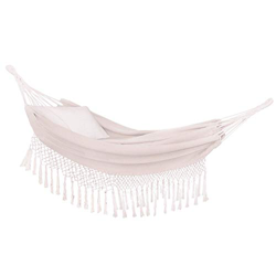 SPRINGOS Hamaca doble con flecos, incluye 2 cojines, estilo bohemio, dimensiones: 200 x 150 cm, hamaca de jardín, diseño clásico (crema) precio