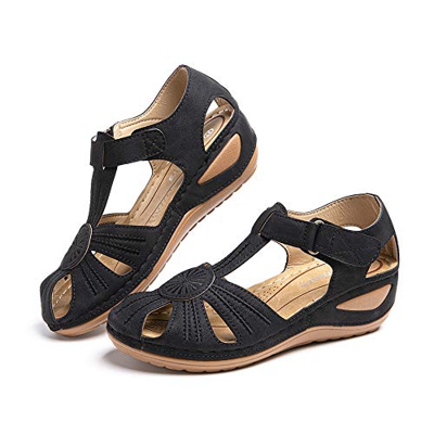 Sandalias Mujer Verano Zapatillas Playa Zapatos Cómodos Casuales Peep Toe Loafers Cuero De Imitación Caminar Antideslizantes Chanclas Plana Negro Marr