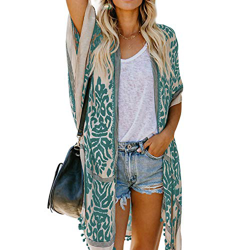 Jywmsc Chaqueta de Playa de Manga Corta para Mujer con Estampado de Kimono, Talla única características