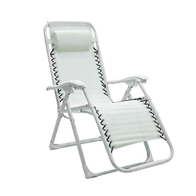 Tumbona plegable exterior reclinable – cero gravedad con reposacabezas para tu relax (blanco)