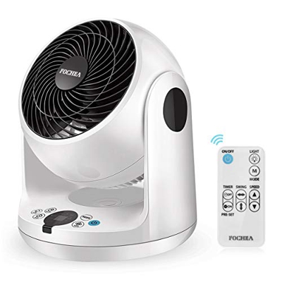 Ventilador Silencioso, FOCHEA Ventilador Turbo con Control Remoto, Pantalla Táctil LCD, Timer 1-12 H, 3 Velocidades Oscilación Automática, Ventilador 