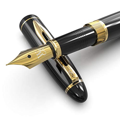 Wordsworth & Black Majesti Juego de pluma estilográfica, Punta Mediana, incluye 6 cartuchos de tinta, convertidor de recarga de tinta, estuche de rega
