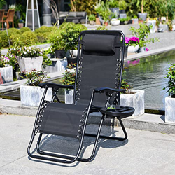 Tumbona Plegable de jardín con Portavasos, Reclinable y Ajustable, Material Transpirable con multiposición para Patio, Dormitorio, Balcón, Terraza etc características