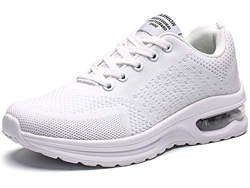 GAXmi Zapatillas Deportivas Mujer Zapatos de Malla Transpirables y Ligeros con Cordones y Cojín de Aire para Running Fitness Blanco 38.5 EU (Etiqueta  precio