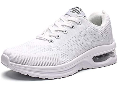 GAXmi Zapatillas Deportivas Mujer Zapatos de Malla Transpirables y Ligeros con Cordones y Cojín de Aire para Running Fitness Blanco 38.5 EU (Etiqueta 