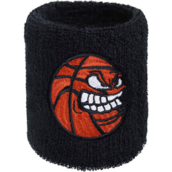 Muñequera con bordado de baloncesto, bordado y absorbente, de rizo, color negro, muñequera para baloncesto, regalo de cumpleaños características