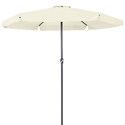 Kingsleeve sombrilla de Aluminio 330cm Beige protección UV 50+ con manivela Parasol jardín terraza