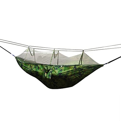 CJBIN Hamaca para exteriores, 260 x 140 cm, con mosquitera, 200 kg de capacidad de carga con fijación, hamaca con estructura para exteriores, camping,
