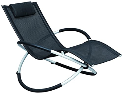 KitGarden - Tumbona Mecedora Plegable Jardin/Terraza, Negro, Rocking Advanced