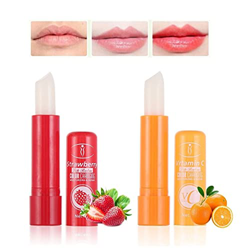 Set 2 Lipstick pintalabios mágico de fresa y vitamina C. Barras de labios hidratantes duradero. Cambia de color con la temperatura 2 unidades precio
